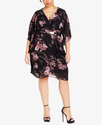 City Chic Women's Bold Blossom Wrap Dress