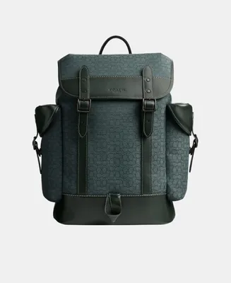 Coach Leather Hitch Backpack in Micro Signature Jacquard