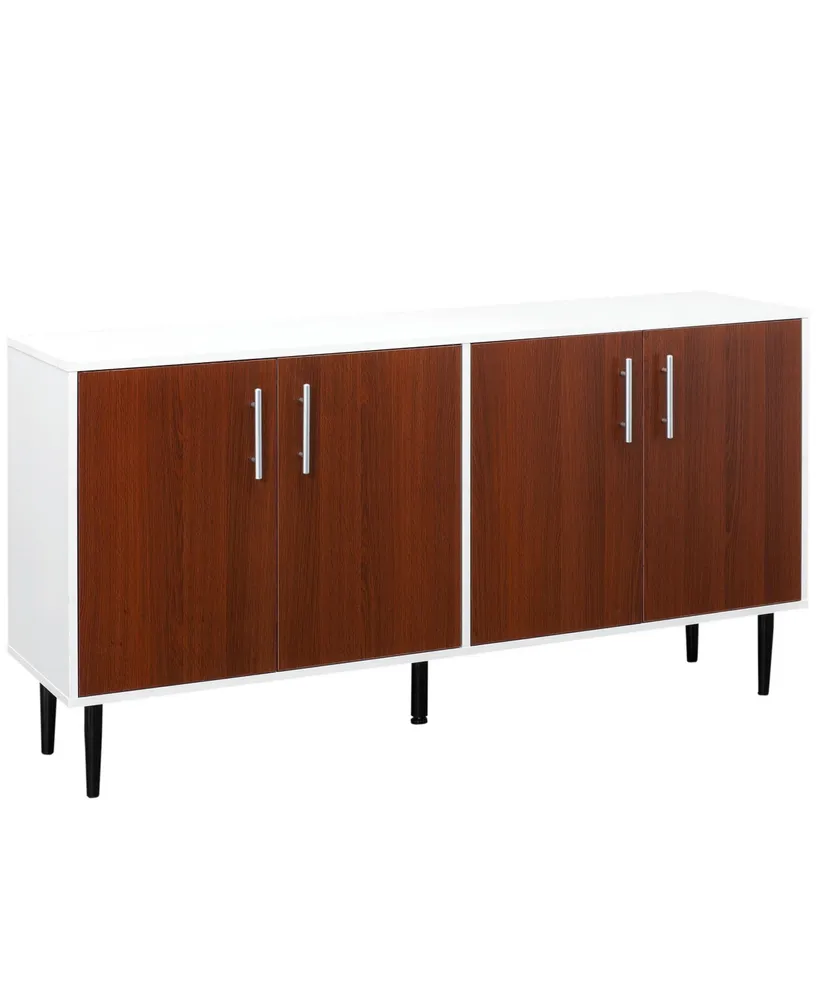 HOMCOM Modern Sideboard with Rubberwood Top, Buffet Cabinet with Storage  Cabinets, Drawers and Adjustable Shelves for Living Room, Kitchen, White