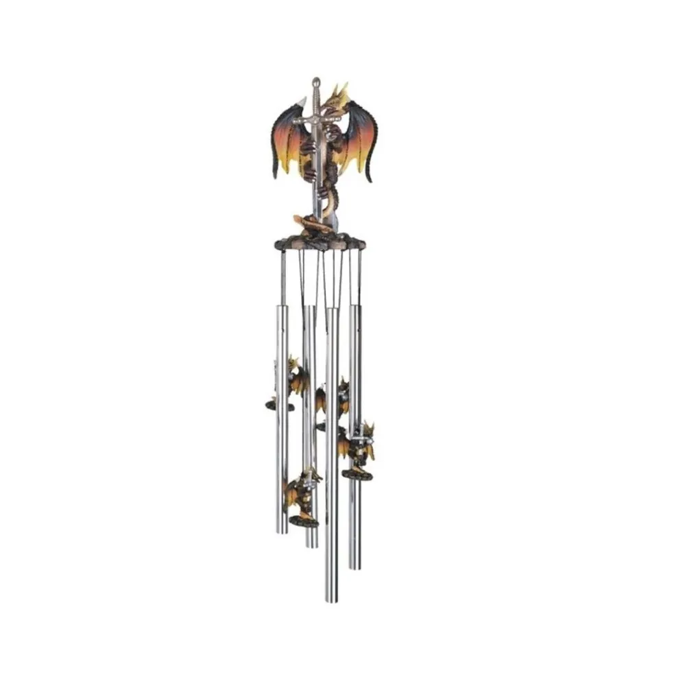 23" Long Dragon with Sword Round Top Wind Chime