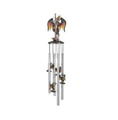 23" Long Dragon with Sword Round Top Wind Chime