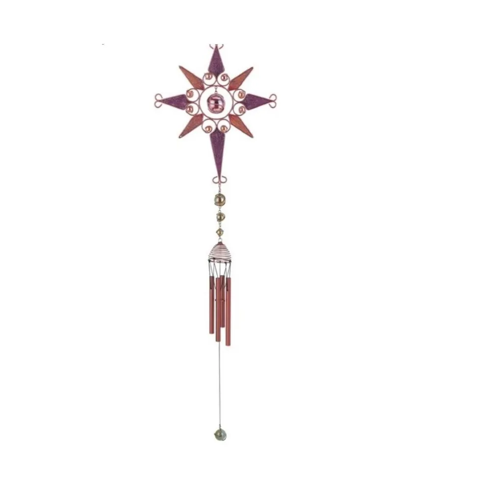 37" Long Purple Star Wind Chime with Copper Gem