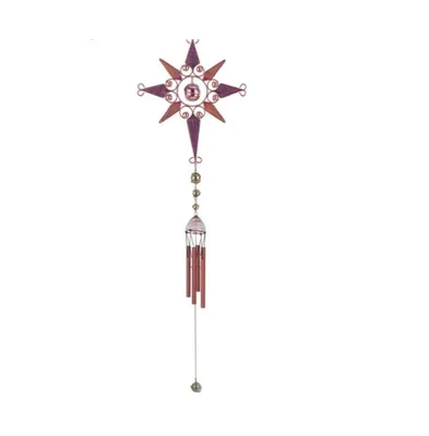 37" Long Purple Star Wind Chime with Copper Gem