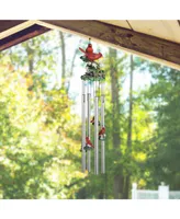 Fc Design 23" Long Northern Cardinals Round Top Wind Chime Home Decor Perfect Gift for House Warming, Holidays and Birthdays