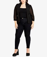 City Chic Plus Drapey Sheer Chiffon Blazer Jacket