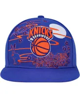 Men's Mitchell & Ness Blue New York Knicks Hardwood Classics Asian Heritage Scenic Snapback Hat