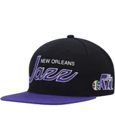 Men's Mitchell & Ness Black Utah Jazz Hardwood Classics Mvp Team Script 2.0 Snapback Hat