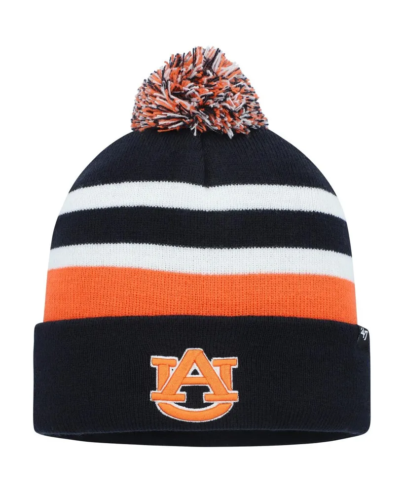 Men's '47 Brand Navy Auburn Tigers State Line Cuffed Knit Hat with Pom