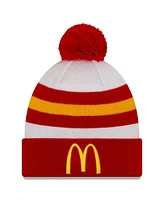Men's New Era Red, White Bubba Wallace McDonald's Knit Pom Cuff Beanie