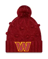 Big Girls New Era Burgundy Washington Commanders Toasty Cuffed Knit Hat with Pom