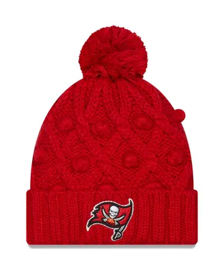 Big Girls New Era Red Tampa Bay Buccaneers Toasty Cuffed Knit Hat with Pom