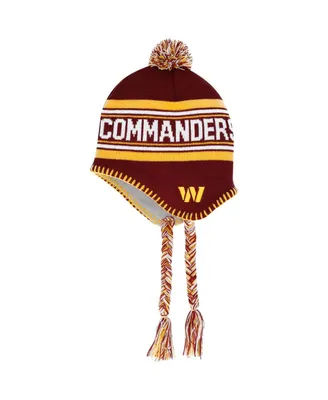 Preschool Boys and Girls Burgundy, Gold Washington Commanders Jacquard Tassel Knit Hat with Pom
