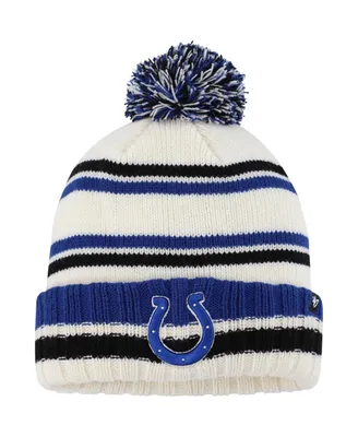 Big Boys and Girls '47 Brand Cream Indianapolis Colts Driftway Cuffed Knit Hat with Pom