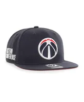 Men's '47 Brand Navy Washington Wizards Sure Shot Captain Snapback Hat