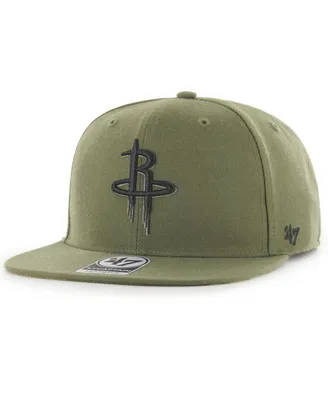 Men's '47 Brand Olive Houston Rockets Ballpark Camo Captain Snapback Hat
