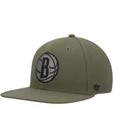 Men's '47 Brand Olive Brooklyn Nets Ballpark Camo Captain Snapback Hat