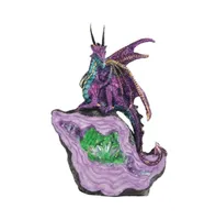 Fc Design 6.75"H Pink/Purple Dragon on Green Faux Crystal Stone with Led Light Statue Fantasy Decoration Figurine Home Decor Perfect Gift for House Wa