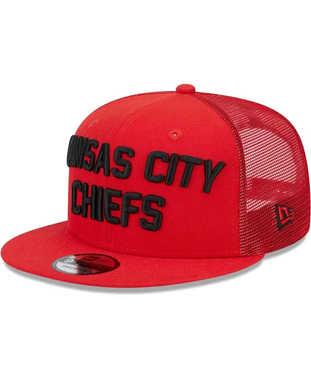 Men's New Era Red Kansas City Chiefs Stacked Trucker 9FIFTY Snapback Hat