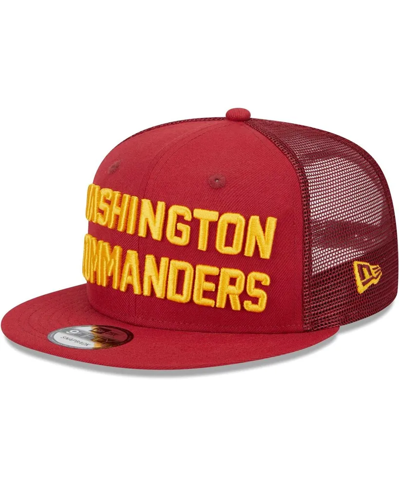 Men's New Era Burgundy Washington Commanders Stacked Trucker 9FIFTY Snapback Hat