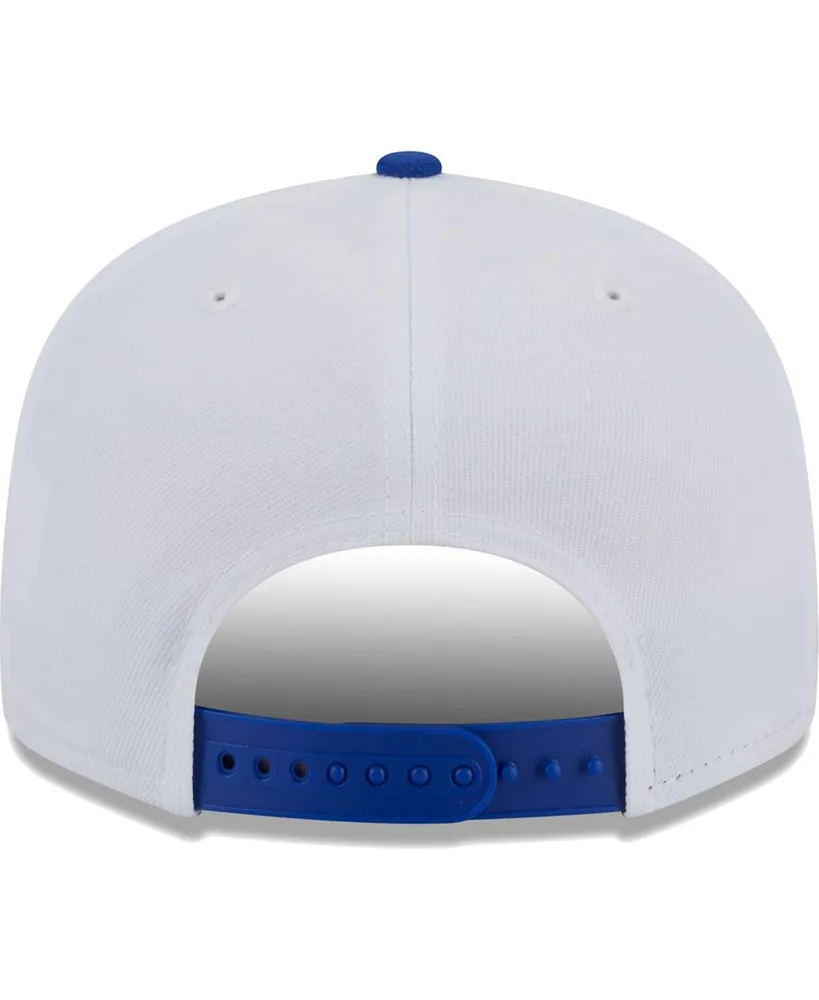Men's New Era White, Royal Philadelphia 76ers Crest Stack 9FIFTY Snapback Hat