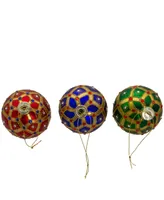 Kurt Adler 80mm Glass Jewel 6 Piece Ball Ornament Set