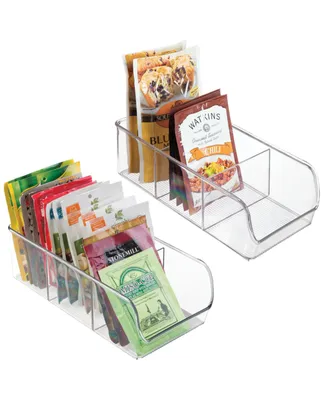 mDesign Plastic Food Storage Bin Organizer for Kitchen Cabinet - 2 Pack - Clear