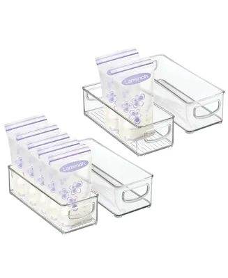 mDesign Small Plastic Nursery Storage Container Bin with Handles, 4 Pack, Clear