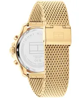 Tommy Hilfiger Men's Multifunction Gold-Tone Stainless Steel Mesh Watch 43mm
