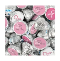 100 Pcs Breast Cancer Awareness Candy Chocolate Silver Hershey's Kisses (1lb) No Assembly Required