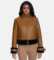 Furniq Uk Women's Fashion Jacket, Tan With Black Wool