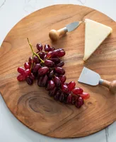 Jeanne Fitz Wood Plus White Collection Acacia Wood Round Charcuterie Board, Large