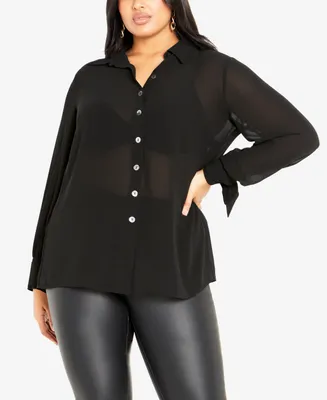 Avenue Plus Size Roxy Long Sleeve Shirt