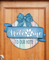 Designocracy Holiday Wooden Door Decor Welcome Sign Dog Lover Porch Wreath G. DeBrekht