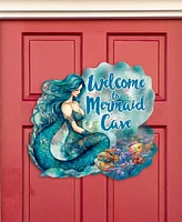 Designocracy Holiday Door Decor Wooden Welcome Sign Welcome to Mermaid Cave G. DeBrekht