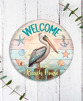 Designocracy Holiday Wooden Door Decor Welcome Sign Pelican Welcome Sign G. DeBrekht