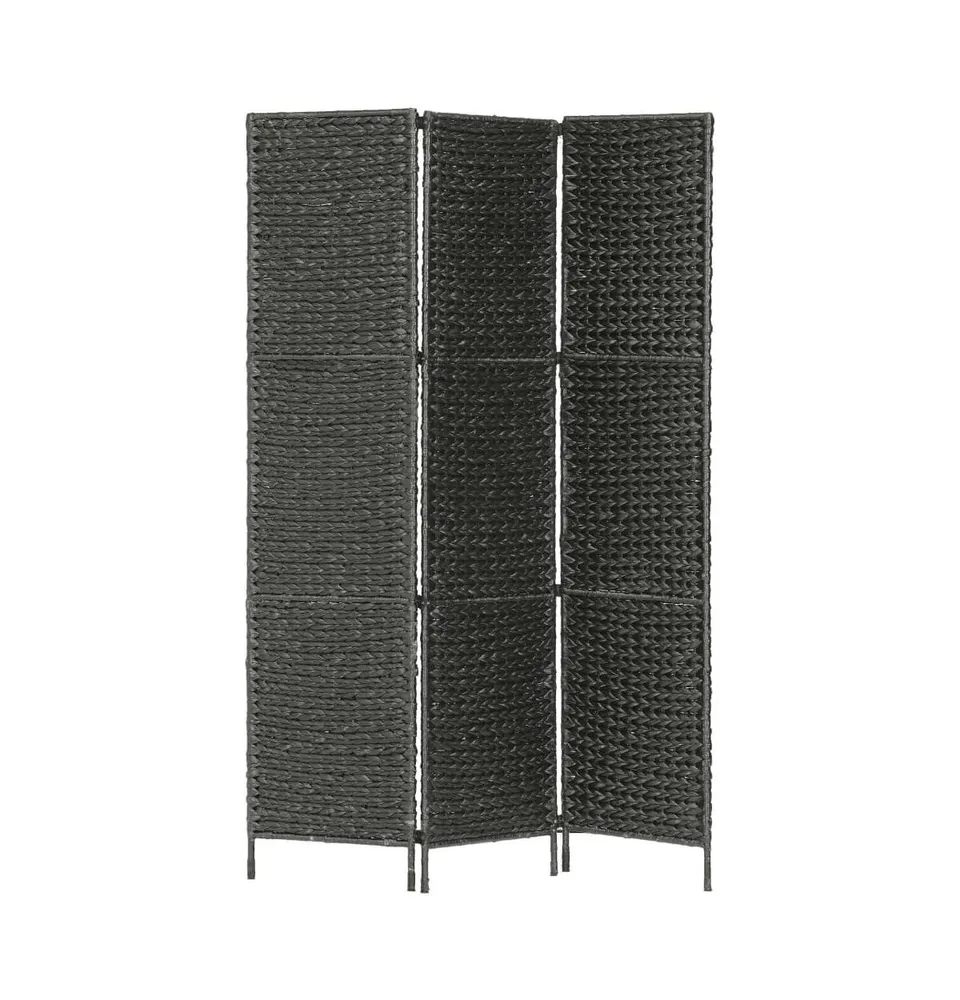 vidaXL 3-Panel Room Divider Black 45.7"x63" Water Hyacinth