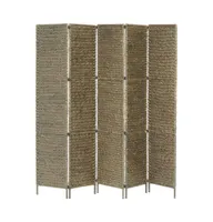 vidaXL 5-Panel Room Divider Brown 76"x63" Water Hyacinth