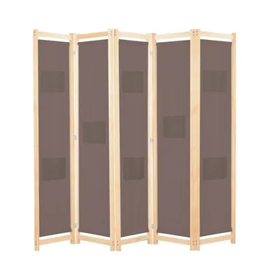 vidaXL 5-Panel Room Divider Brown 78.7"x66.9"x1.6" Fabric