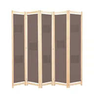 vidaXL 5-Panel Room Divider Brown 78.7"x66.9"x1.6" Fabric