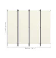 vidaXL 4-Panel Room Divider White 78.7"x70.9"