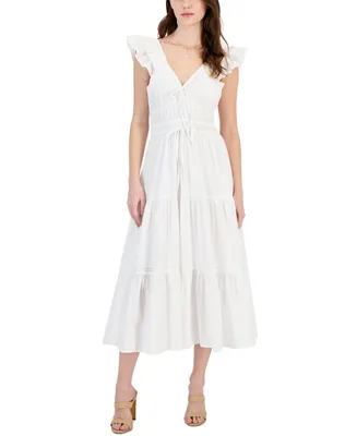 And Now This Women's Cotton Clip-Dot Tiered Dress, Created for Macy's