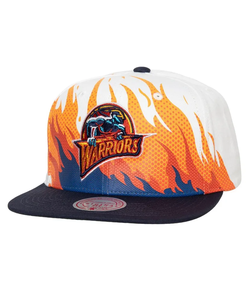 Men's Mitchell & Ness White Golden State Warriors Hot Fire Snapback Hat