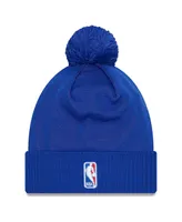 Men's New Era Blue New York Knicks 2023 Nba Draft Cuffed Knit Hat with Pom