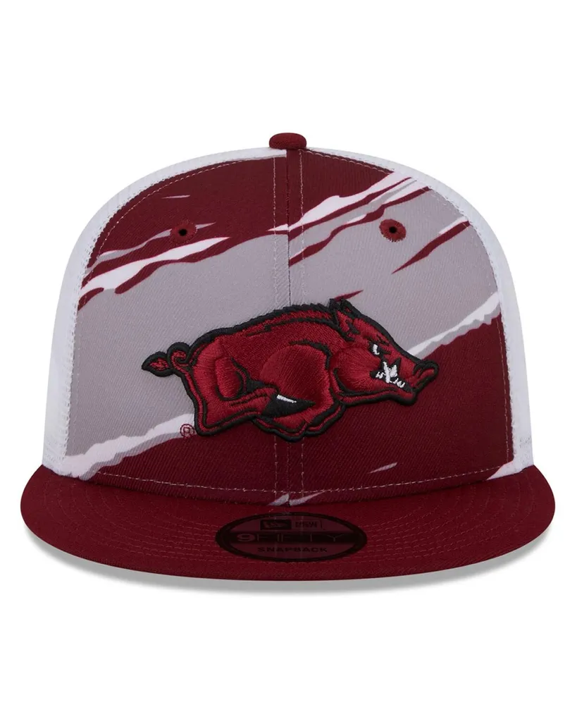 Men's New Era Cardinal Arkansas Razorbacks Tear Trucker 9FIFTY Snapback Hat