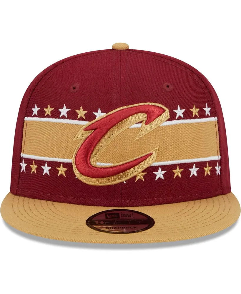 Men's New Era Wine Cleveland Cavaliers Banded Stars 9FIFTY Snapback Hat