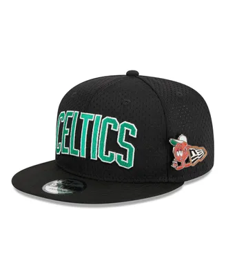 Men's New Era Black Boston Celtics Post-Up Pin Mesh 9FIFTY Snapback Hat