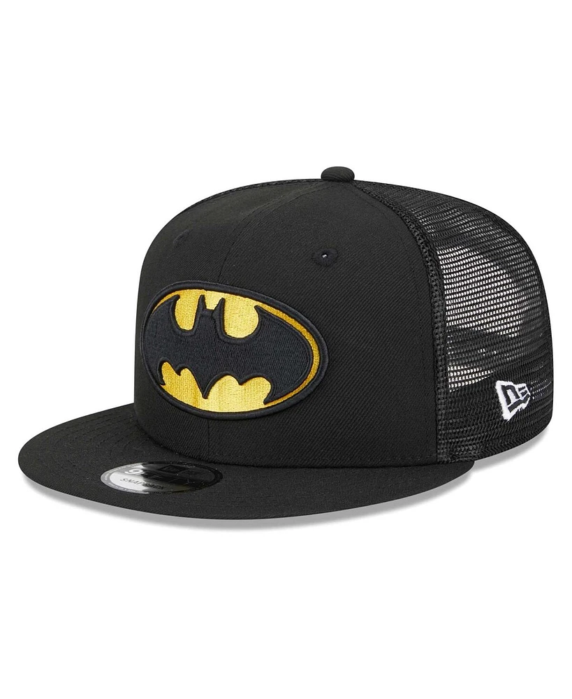 Men's New Era Black Batman Logo Trucker 9FIFTY Snapback Hat