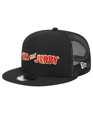 Men's New Era Black Tom and Jerry Wordmark Trucker 9FIFTY Snapback Hat