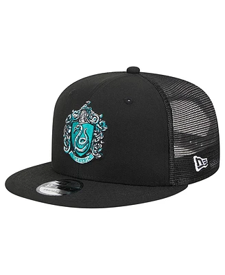 Men's New Era Black Harry Potter Slytherin Trucker 9FIFTY Snapback Hat