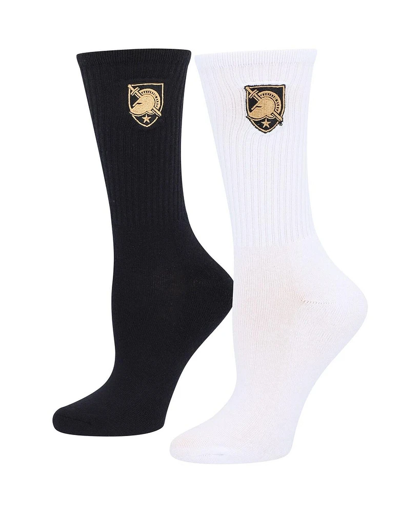Women's ZooZatz Black, White Army Black Knights 2-Pack Quarter-Length Socks